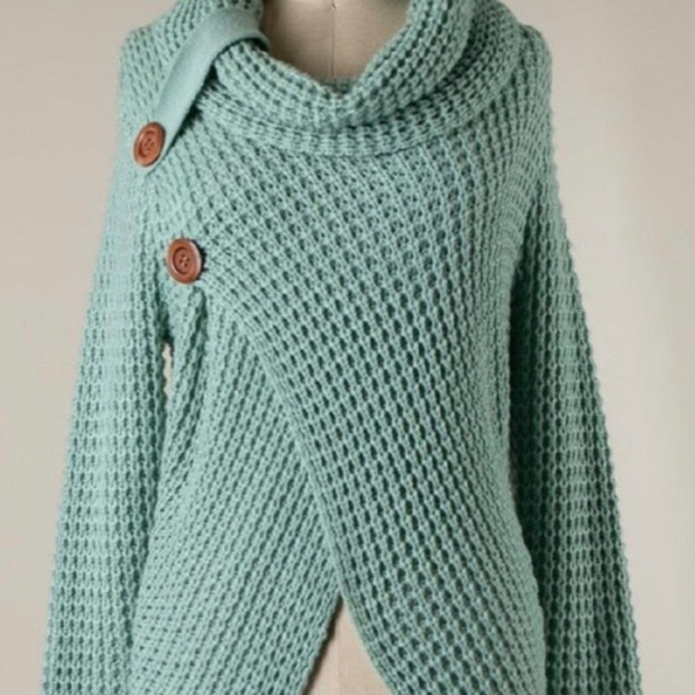 Miracle Knit Wrap Button Sweaters Ladies Size M/L